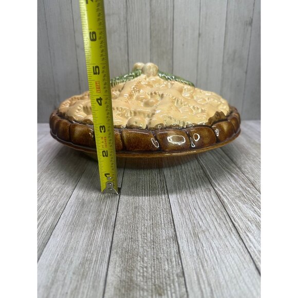Vtg Cherry Pie Keeper Plate Server Dish Ceramic Lid Farmhouse Kitchen Decor 11" - Picture 12 of 12